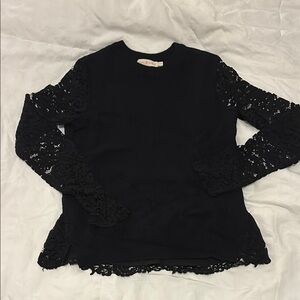 Elegant Black Lace Sleeve Women's sweater